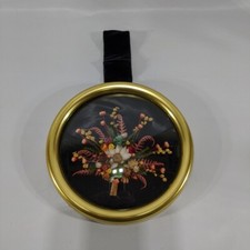 Vintage Made In Belgium Dried Flower Display Domed Glass Hanging Round Art Frame