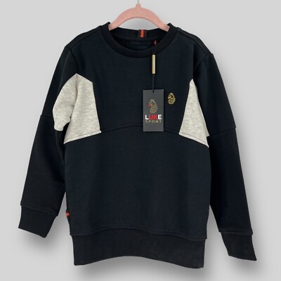 LUKE 1977 Boys Monaco Retro Sports Sweatshirt Jet Black SIZE