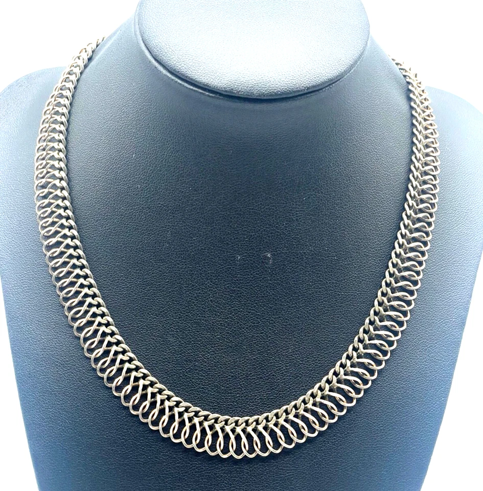 Vintage Design Silber Kette 835 FBM Collier 70er J Längenverstellbar bis 47,5cm - Bild 1 von 4