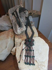  Vintage Amazing Beadwork FLOWER seed beads Necklace  