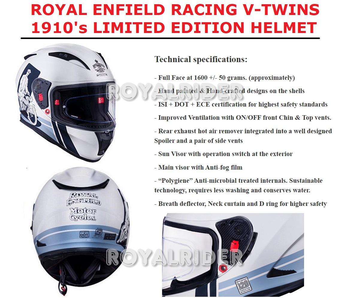Fits Royal Enfield LIMITED EDITION 1910's RACING V-TWINS FULL FACE