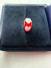 Pandora 925 ALE Red Love Pink Hearts Charm Murano Glass Bead 790658 054DuW