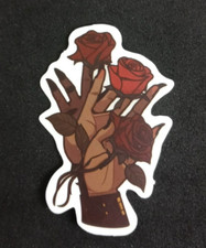 Red Roses Hand Beautiful Sticker 2.5"x 1.58"