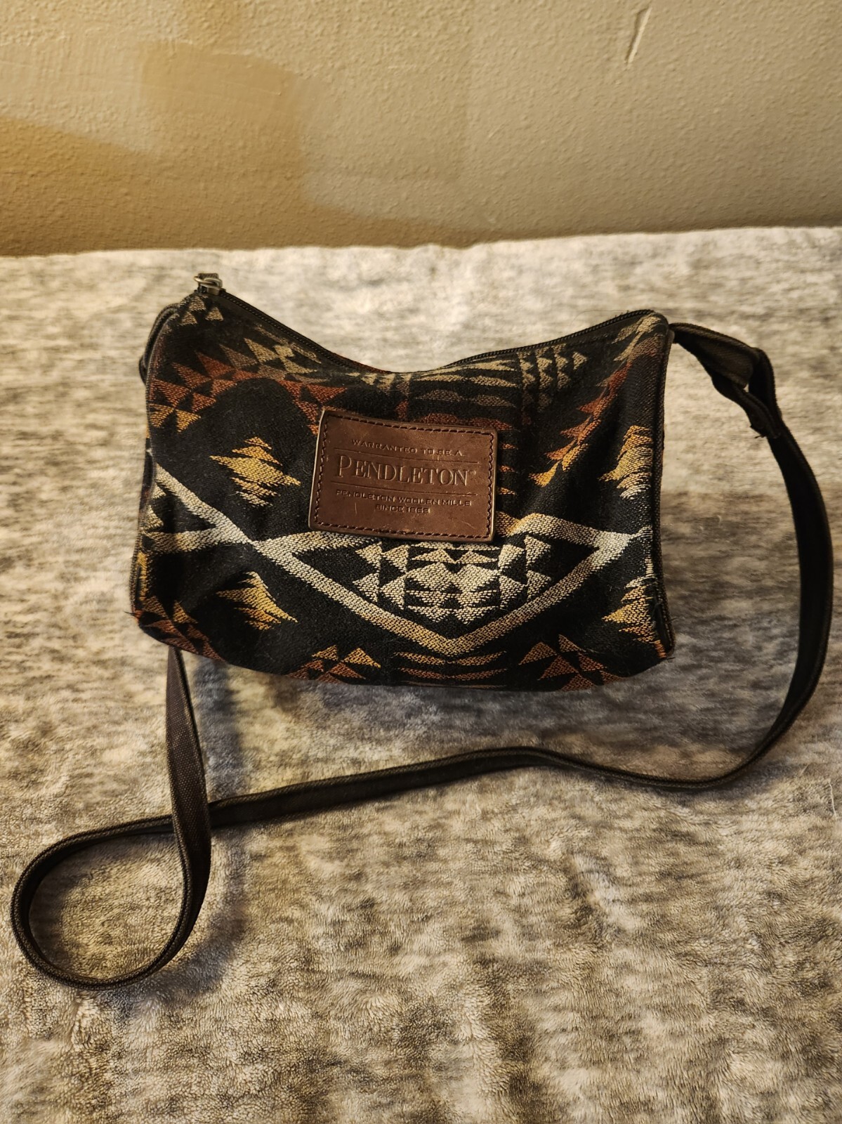 Pendleton Travel Kit Wool Bag w Leather trim black eBay