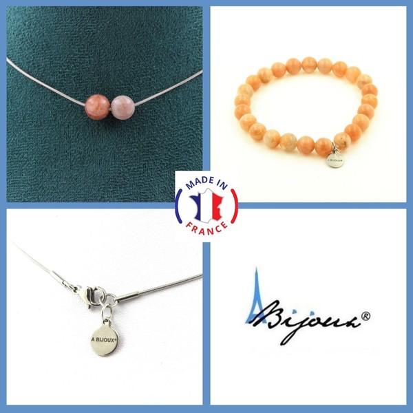 Steine Und Mineralien. Schmuckset Armband Halskette 2 Perlen Sonnenstein-image