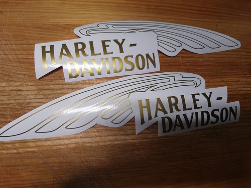 Harley Davidson fuel tank gold lettering decal X2 stickers stickers ステッ - Picture 5 of 8