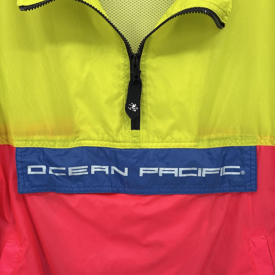 Vintage Ocean Pacific Jacket Mens Large Colorblock Anorak Windbreaker Pullover - Image 2 of 4