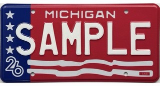 99 CENT SALE Michigan USA 250 YEARS Sample License Plate 1976 Style No Reserve