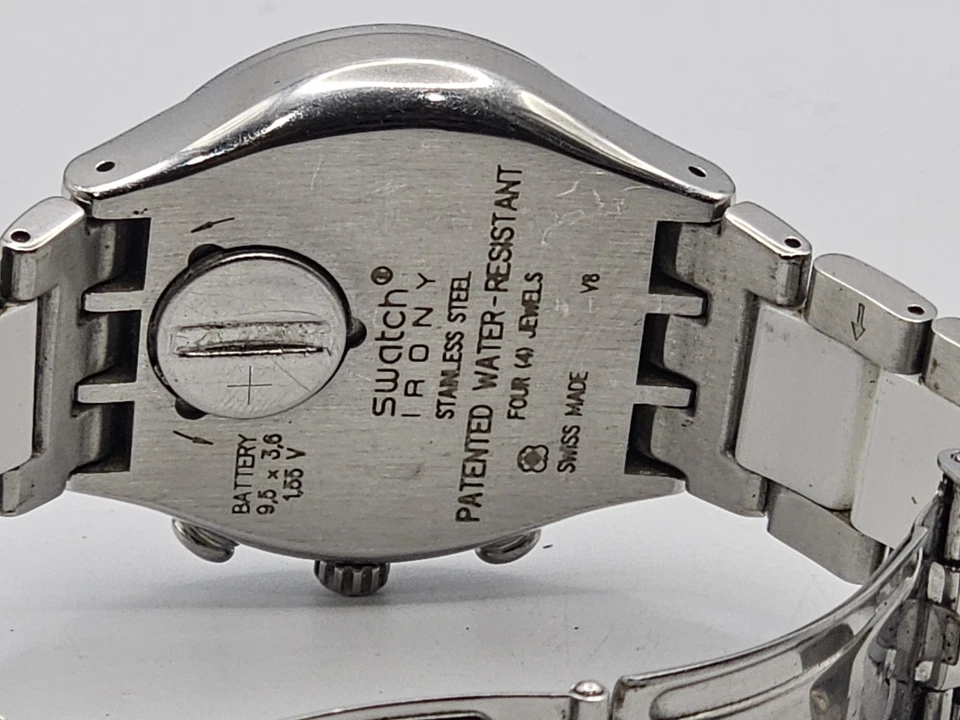 SWATCH IRONY Chronograph V8 Ladies Watch White Dial Stainless Steel & Ceramic Br — 第 2/4 张图片