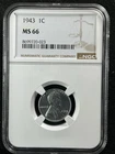 1943 1C  Lincoln Wheat One Cent NGC MS66   8699719-023
