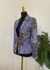 Tory Burch Women’s Blue Brown Paisley Printed Blazer Jacket Size XS! $250