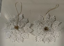 2 Vintage Crochet Lace Snowflake Christmas Ornaments