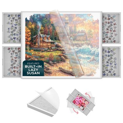 1500 Piece Jigsaw Puzzle Board - 360° Rotating Jigsaw Puzzle Table with Drawe...