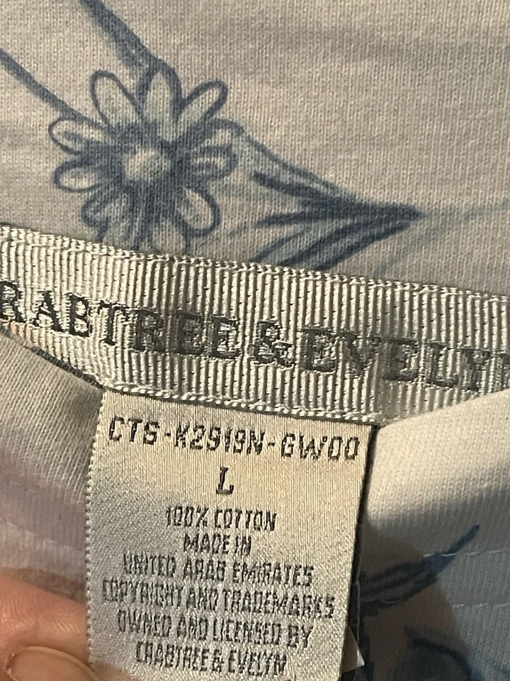 Camisón largo manga corta azul y blanco CRABTREE & EVELYN para mujer L 100 % algodón Foto 3 de 3