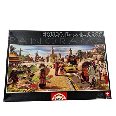 Educa 3000 Piece Panorama Puzzle Global World 15545 Landmark Collage UNCOUNTED