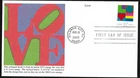 ROBERT INDIANA LOVE ART STAMP 2002 MYSTIC  CACHET FDC UNADDR