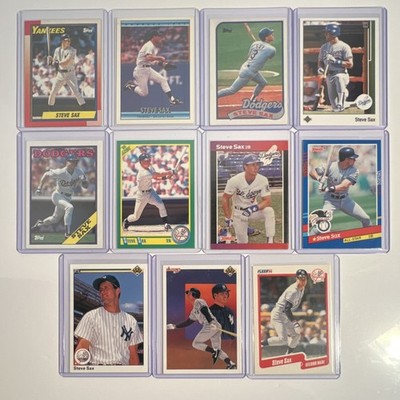 Topps Donruss Score Upper Deck Fleer Steve Sax Yankees Dodgers Card Lot (11)