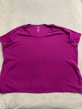 Croft  Barrow Women Short Sleeve V-Neck T-Shirt Purple Size 4X