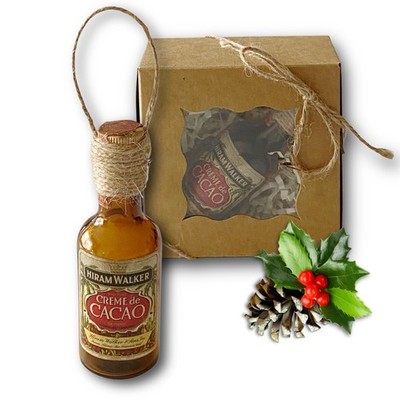 Hiram Walker Crème de Cacao Liqueur Artisan Vintage Glass Bottle Ornament