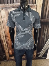 Bad Birdie Golf SS Dark Turquoise Blue  Retro Bloomin  Polo Shirt Medium NWT