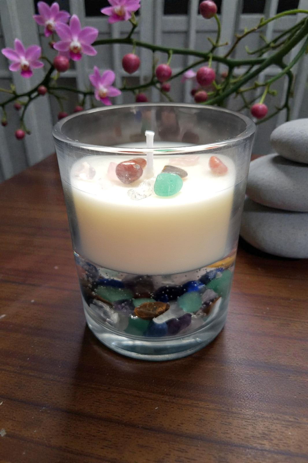 Bougie lithothérapie 7 chakras coffret cadeau spirituel pour femme et homme