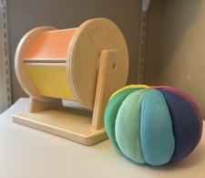 LOVEVERY Senser Kit 5-6 Mths RAINBOW Spinning WOODEN WHEEL  Organic COTTON BALL