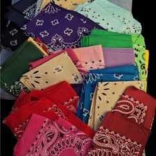100 cotton solid color paisley Bandanas lot of 35 mix Made in USA new