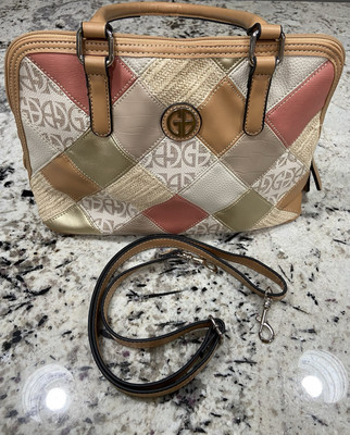 Giani Bernini Patchwork Handbag Genuine Leather Shoulder Bag Double Handle Purse
