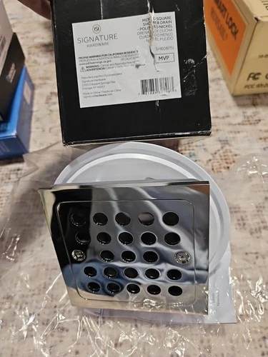 Signature Hardware SH608PN Menlo Square Shower Drain - Polished Nickel - Picture 5 of 8