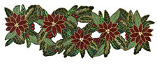 Christmas Poinsettias Beaded Table Runner 13" x 36" St. Nicholas Square