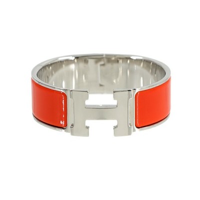 HERMES Clic Clac H Bangle Orange Silver Accessory 90317159