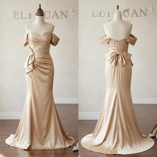 Elegant Champagne Mother Of The Bride Dress Draped Mermaid Evening Gowns