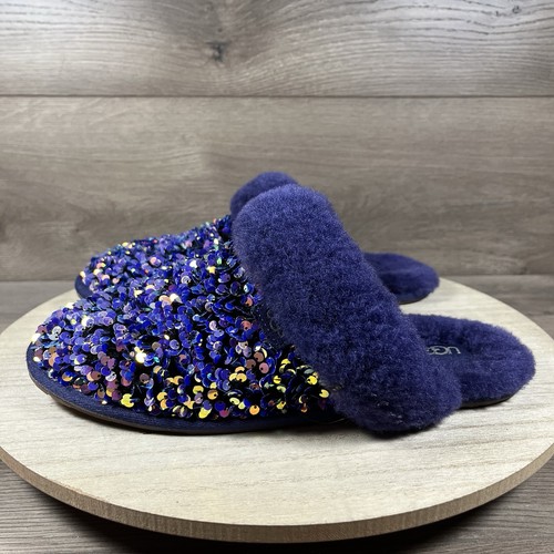 UGG Scuffette II Stellar Sequin Slippers Purple Sherpa Womens Size 10