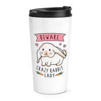 Beware VerrüCkte Hase Damen Reise Becher Tasse Lustig Thermo Becher