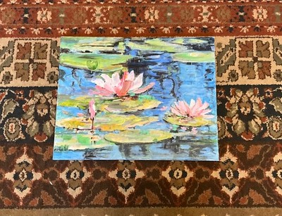 Lily oil painting similar to Claude Monet