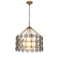 HäNgeleuchte Metall Rauchglas Ø 57.2 Cm In Gold Antik Grau 3X E14 HäNgelampe