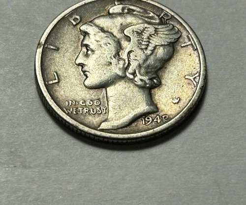 1942/1 Mercury Dime, XF and never cleaned. GUARANTEED ORIGINAL