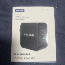 WeLink 100W Fast Wall Charger, a 3-port GaN (Gallium Nitride) travel charger