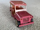 Tonka Pressed Steel Pink Jeep Car with Cream Yellow Striped Canopy Toy Vehicle