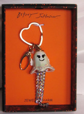 Betsey Johnson Bling Halloween Ghost Angel Jeweled Bag Charm Key Chain NIB 68