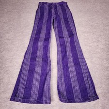 Vtg 70s Hillbilly Hippy Flare Bell Bottom Pants L Striped Size 24 Long