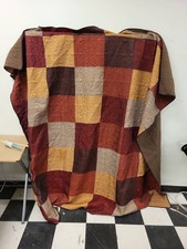 Springmaid Quilted Throw Blanket Patchwork Design Brown Gold Red Colors Decor