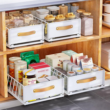 Pull Out Cabinet Organizer Fixed with Adhesive Nano Film,Heavy Duty Slide Out Pa