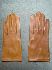 Vintage Caramel Short Nappa Leather Gloves, Size 7.5, Fits Like 7, Unlined