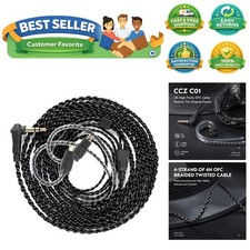 2M 2pin IEM Cable,2-Meter Long Earbud Cords with Silver-Plated Headphone Exte...