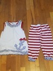girl 10/12 sleeveless nautical top and striped capri pants red white blue — photo 1