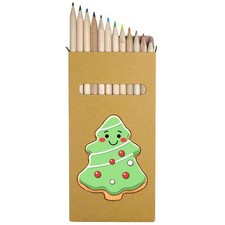 12 x 'Christmas Tree Cookie' Long Colour Pencils PE00093329 