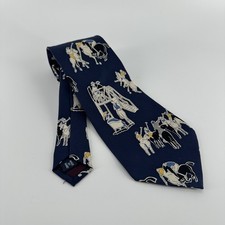 Vintage Polo Ralph Lauren Silk Tie Equestrian Pattern Print Navy Width 4