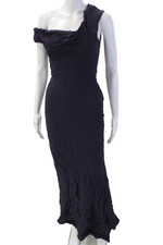 Bottega Veneta Women Maxi Mermaid Silk Full Length Dress Dark Blue Size S