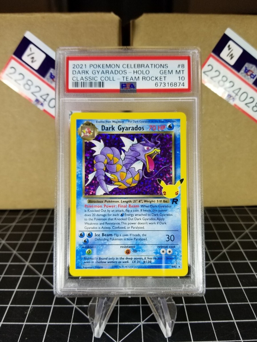 Pokemon Dark Gyarados Celebrations Team Rocket Holo Card 8/82- PSA